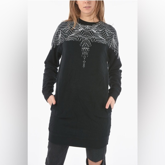Marcelo Burlon Printed Mercedes Crewneck Sweatshirt Tunic Black Designer Women’s - Picture 1 of 15